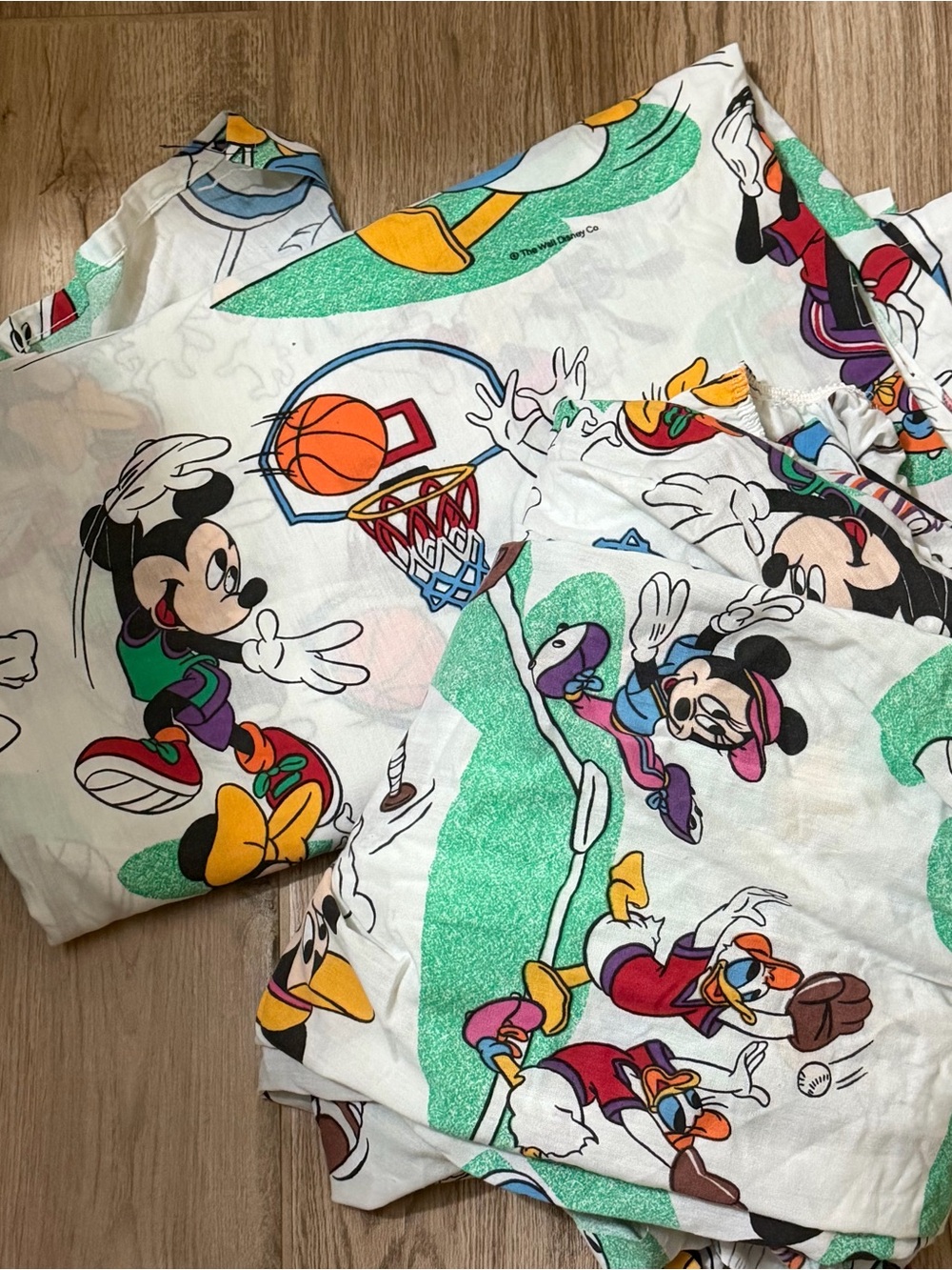 Vintage Disney Sports Mickey Mouse Full Size Flat & Fitted Sheet Set Pacific